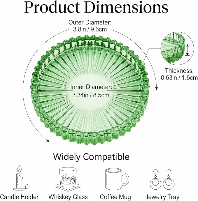 2 Pcs Drink Coasters, Modern Clear Glass Coaster Set, Crystal Coasters Round - Image 2