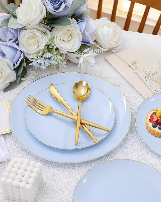 bUCLA 150PCS Blue Plastic Plates - Image 5