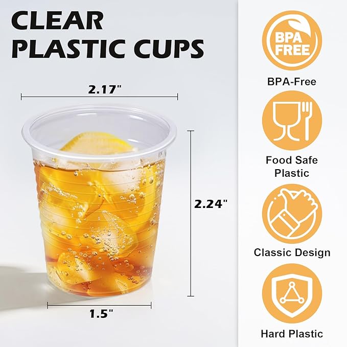 Clawsoff 100 Pack 3 oz Plastic Cups Disposable Clear Small Mouthwash Cups | - Image 2