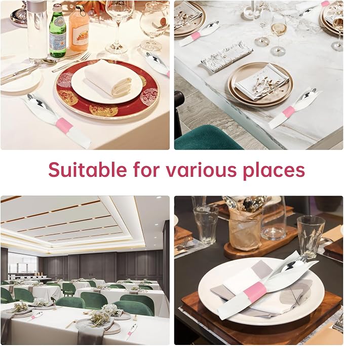 Germiwipe 500 Pcs Self-Adhesive Napkin Bands | Disposable Paper Napkin Rings - Image 7