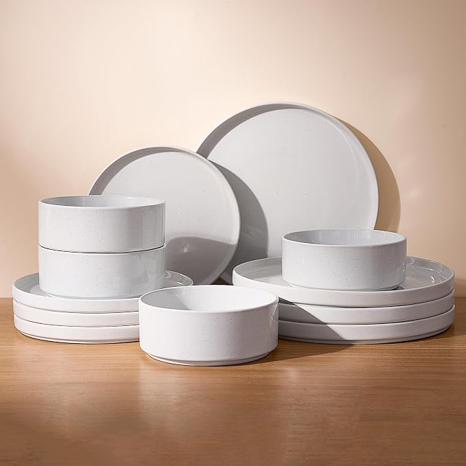 Famiware Nebula Plates and Bowls, 12-Piece Dinnerware Set, Dishwasher and by Famiware