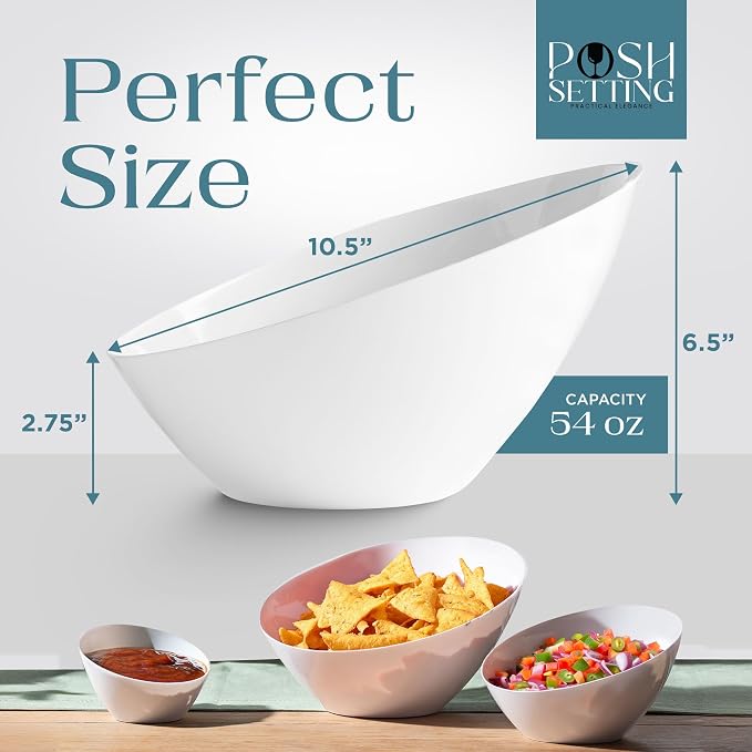 5 Pack White Angled Plastic Serving Bowl Disposable - Image 4