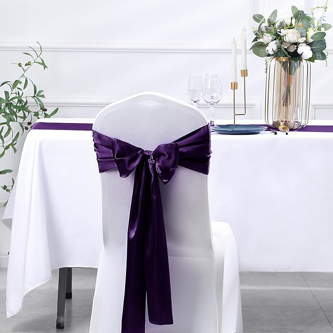 SiinvdaBZX 4 Pcs Purple Satin Table Runner 12 x 108 inches Long | Bright Smooth - Image 6