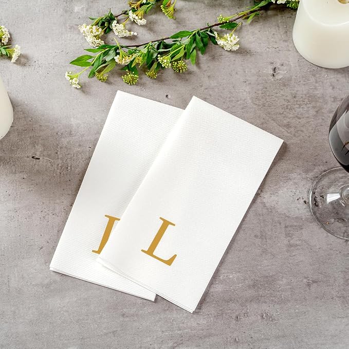 Luxenap 15.8 X 7.9 Inch Linen-Feel Guest Towels, 50 Lettered Hand Towels - Image 6