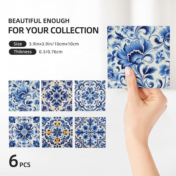 Coasters Set of 6, Coasters for Drinks Absorbent Stone - Image 3