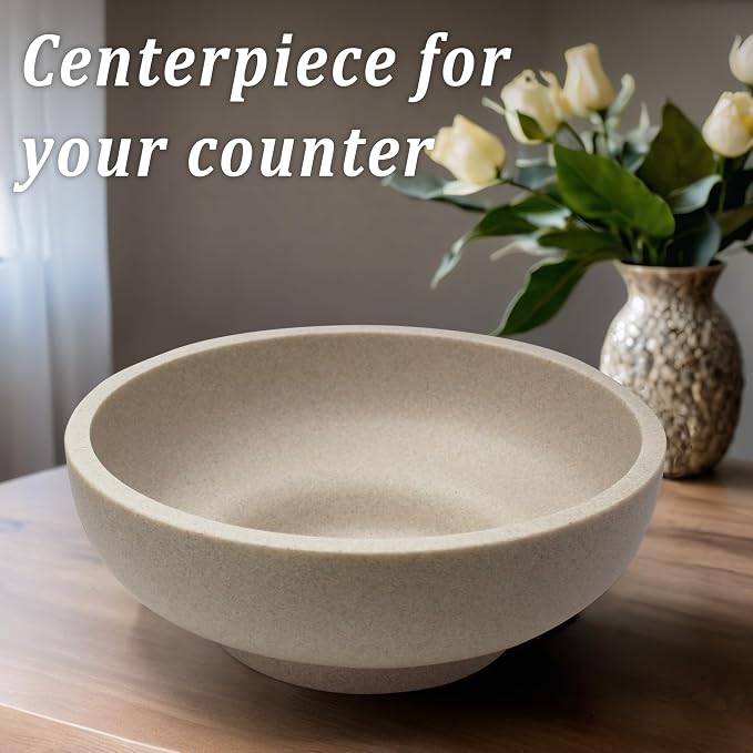 LIN CHUAN Decorative Bowl, Large Fruit Bowl, Sand Beige | Fruit Bowl - Image 2