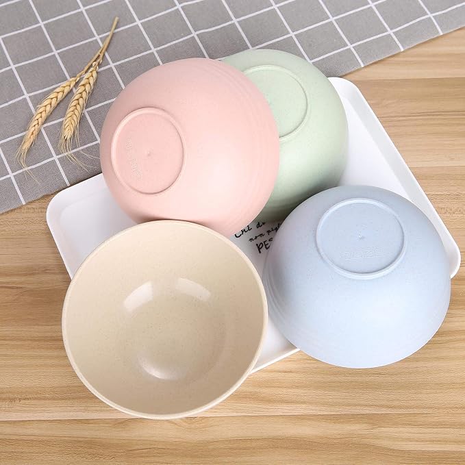 Unbreakable Cereal Bowls - 24 oz Reusable Wheat Straw Bowl Set of 4 - - Image 3