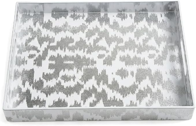 White & Silver Glitter Abstract Serving Tray by Umisriro
