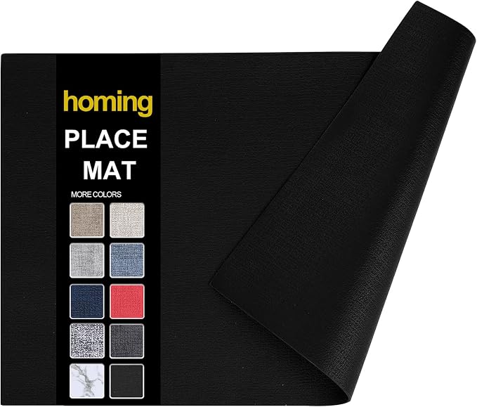 Faux Leather Heat Resistant Placemats 6 Packs, Waterproof Wipeable Dining PU by homing