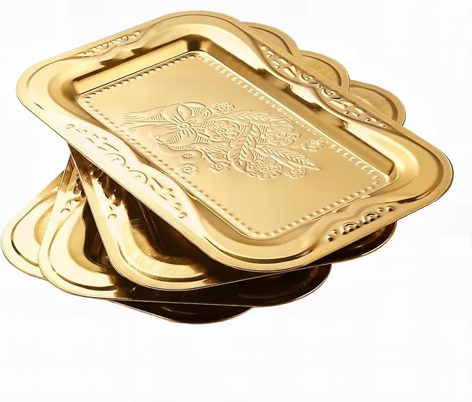 4-Pack Gold Serving Trays Set by Zenovlux