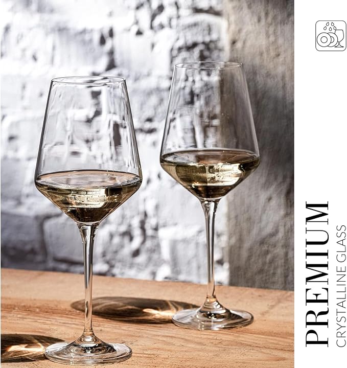Krosno Large White Wine Glasses Set of 4 | 13.2 oz | Avant-Garde Collection | - Image 4