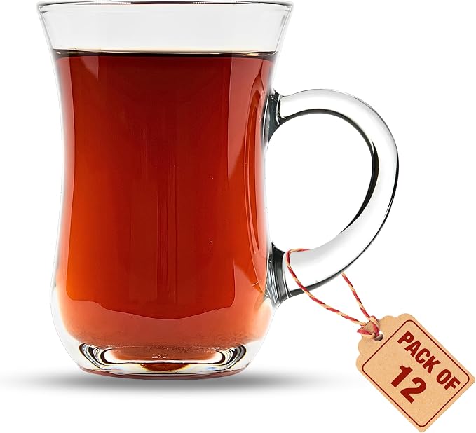 Tea Glasses with Handle Set of 12, Small Clear Glass Tea Cups - Image 7