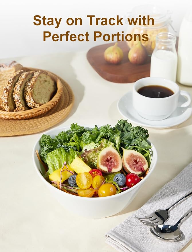 40 oz Porcelain Salad Bowls, Large Serving Bowls - Image 4
