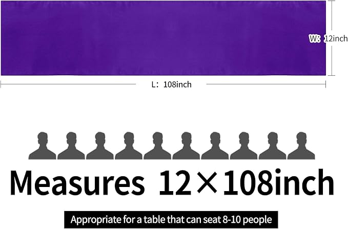 15-Pack Satin Table Runner Purple 12 x 108 inches Long, Table Runners - Image 4