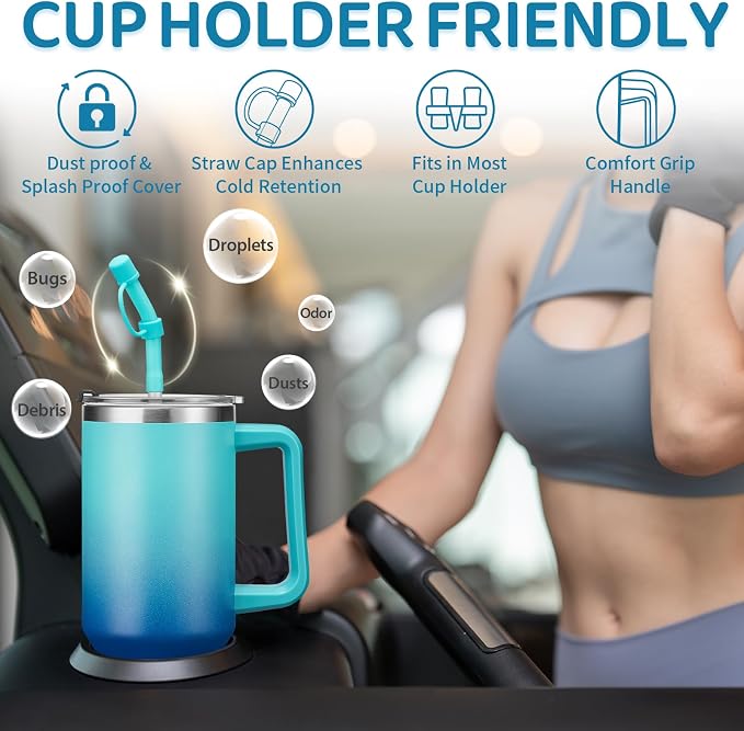 40 oz Tumbler with Handle and Straw 100% Leak-proof Coffee Tumbler Stainless - Image 5