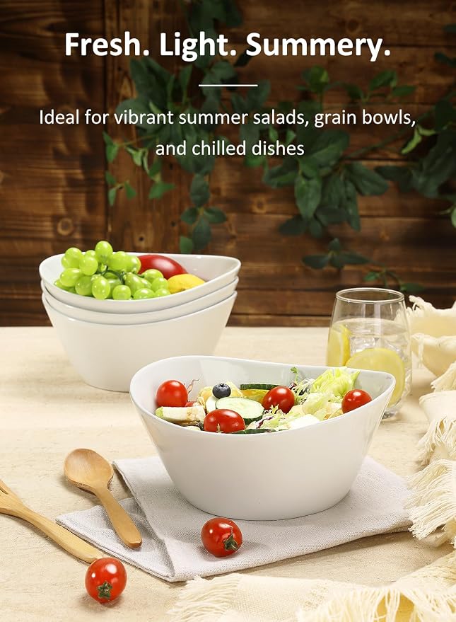 48 oz Porcelain Salad Bowls, Large Serving Bowls - Image 3