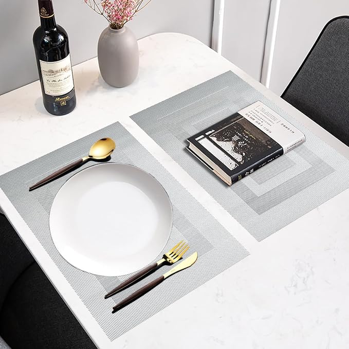 PIGCHCY Placemats Set of 6, Washable Woven Vinyl Kitchen Table Mats Non Slip - Image 7