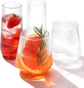BESTSTAR 48 Pack Clear Disposable Ribbed Origami Ripple Plastic Glasses Set | by BESTSTAR