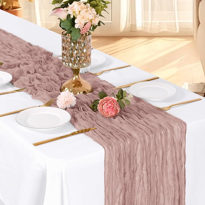 6 Pack Dusty Pink Cheesecloth Table Runner, 17 x 108 Inch, Gauze Cheese Cloth - Image 3
