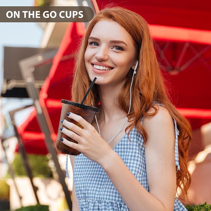tchrules 50 Set 16oz Black Round Bottom Plastic Cups - Image 4