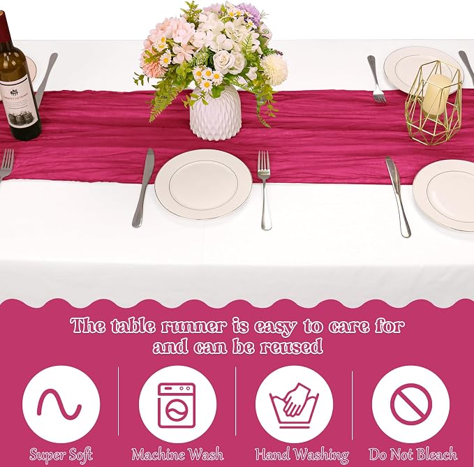 10 Pack Cheesecloth Table Runner 6FT Boho Gauze Rustic Fabric Table Runner - Image 4