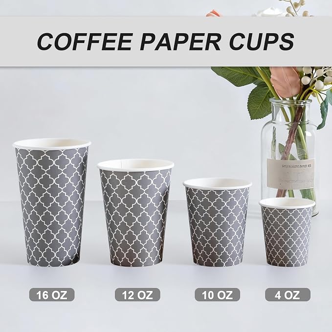 Lamosi Coffee Cups 10 oz 200 Pack, Disposable Paper Coffee Cups, Hot Cups | - Image 3