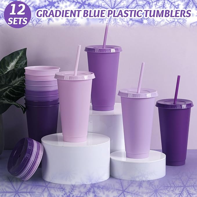 Skylety 24 Pcs Purple Plastic Cups - Image 4