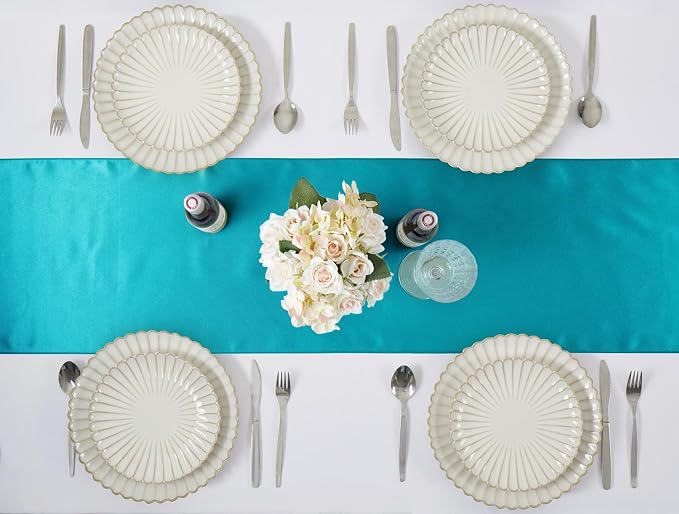 Teal Blue Satin Table Runner, 12x108 Inches, 12 Pack | Premium Satin, Smooth - Image 5