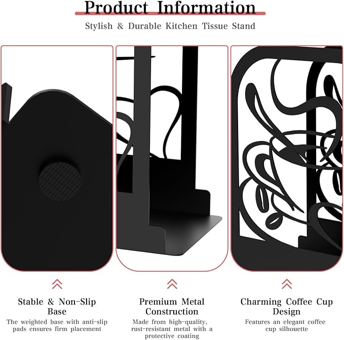 Modern Standing Napkin Holder for table, Coffee time Theme Style Napkin Holder - Image 5