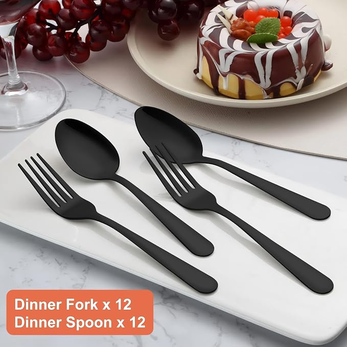 Unokit 24-Piece Forks and Spoons Silverware Set - Image 6