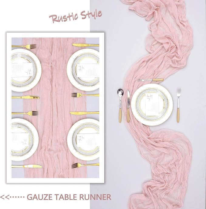 12 Pack Dusty Pink Table Runner Cheesecloth 10Ft Gauze Cheese Cloth Table - Image 6