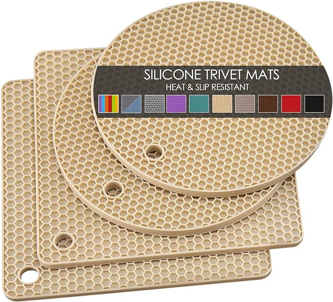 4 Pack Silicone Trivets for Hot Pots and Pans, Pot Holders Hot Pads, Non-Slip & by QPIXDIGITAL
