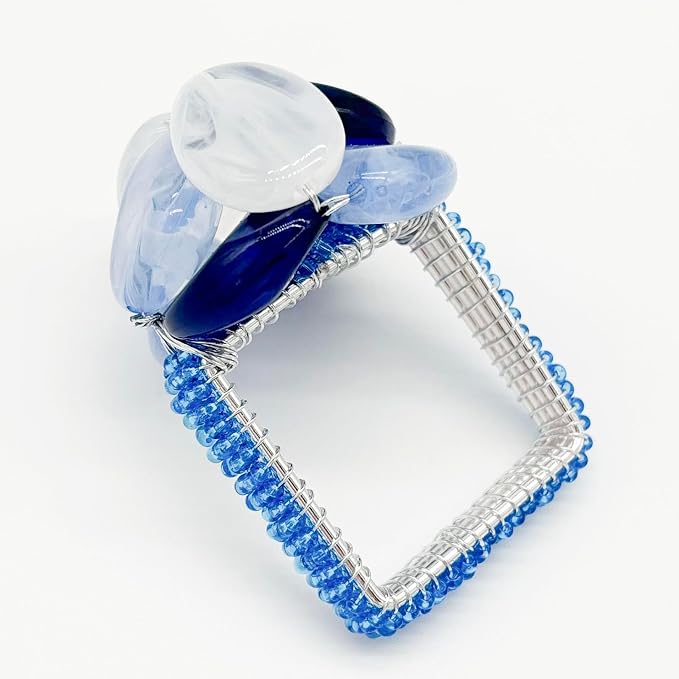 Handcrafted Acrylic Beaded Napkin Rings – Set of 4, Yacht Party, Luxury Gift by Bryonia