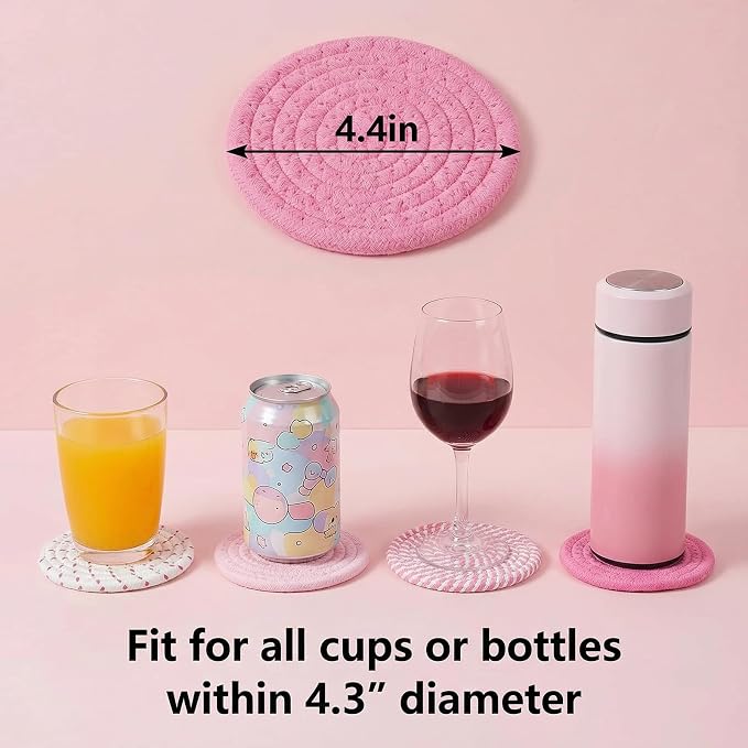 Drink Coasters Set of 8 with Holder, Cotton Woven - Image 4