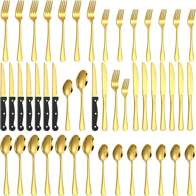 48-Piece Gold Silverware Set by Lazycorner