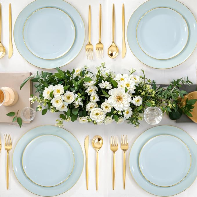PULOTE 100PCS Sage Green Plastic Plates - Image 6
