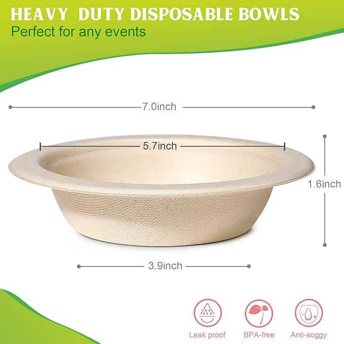 greensight 16oz Compostable Disposable Paper Bowls: 150 Pack Party Serving Bowls - Image 6