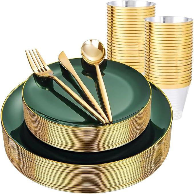 bUCLA 150PCS Green Plastic Plates by BUCLA