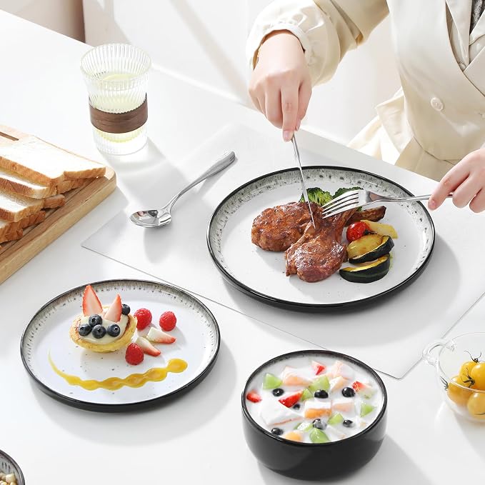 vancasso PLAYA Plates and Bowls Sets, 18 Pieces Beige Dinnerware Sets - Image 5