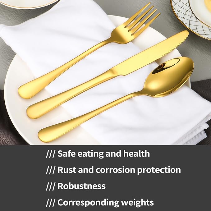 60-Piece Gold Silverware Set - Image 5