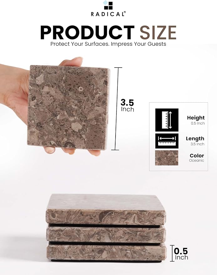 Radicaln Square Marble Coasters Set of 6 - Image 6