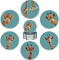 6 Pcs Coasters for Drinks with Holder, Funny Giraffe Absorbent Coaster with by BUYIDUI