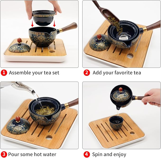 LURRIER Porcelain Chinese Gongfu Tea Set, Portable Teapot Set - Image 4