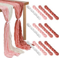 12 Pcs Gradient Pink Cheesecloth Gauze Table Runners | Boho Wedding Decor by Remagr