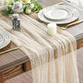 Artoid Mode 6PCS Pearl Beige Gauze Table Runner 120 Inch 10FT, Seasonal Sheer by ArtoidMode