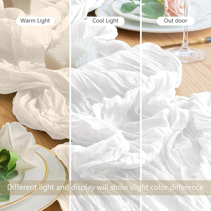 Cheesecloth Table Runner Ivory 10FT Boho Gauze Runner, 6 Pack | 120 Inch Cheese - Image 8