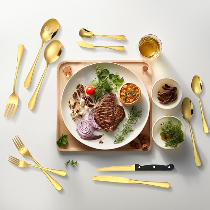 Lazycorner 53 Piece Gold Silverware Set - Image 7