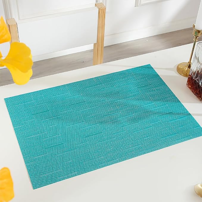 PIGCHCY Placemats, Washable Durable Vinyl Woven Table Mats, Elegant Heat - Image 4