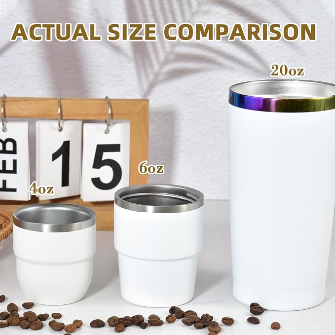 CHLJAR Espresso Cups, 4oz Insulated Espresso Cup Set of 6, Espresso Shot Cups - Image 3