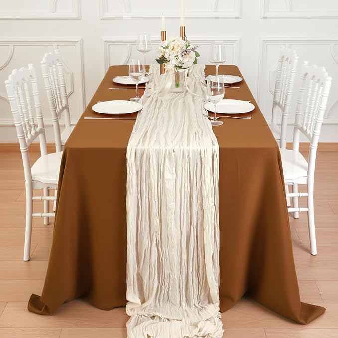20 Pack Ivory White Cheesecloth Table Runner 120 Inch Boho Wedding Decor | - Image 4